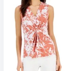 Alfani peach white twist detail tank top women’s size petite S